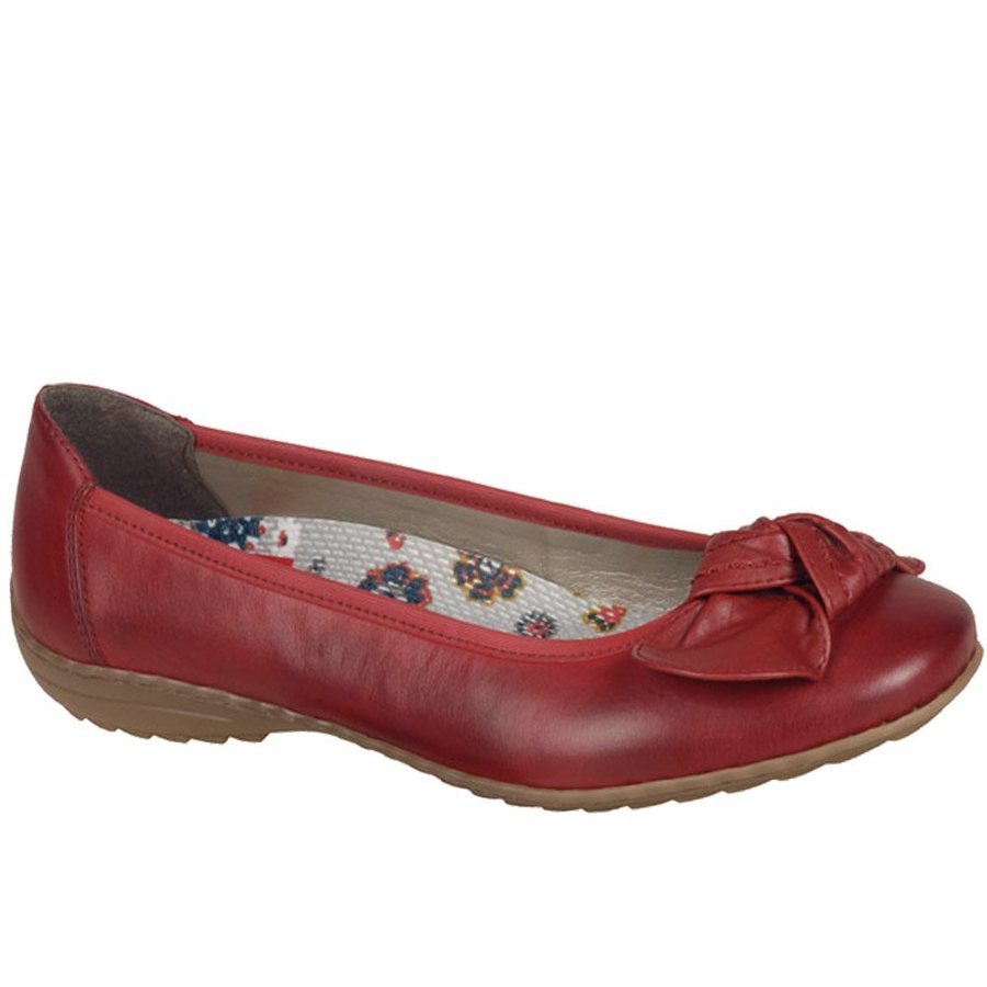 Red Leather Ballet Flats
